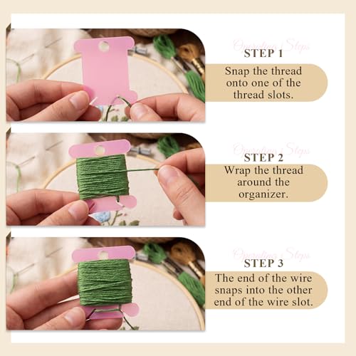 Tranqun 500 Pcs Plastic Embroidery Floss Bobbins, Thread Organizer,Pink - color: Pink