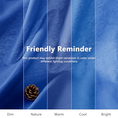 NSGZ Royal Blue Linen Cotton Fabric 1 Yard 61" Wide, Linen Cotton Blend - color: Royal Blue, size: 1 Yard