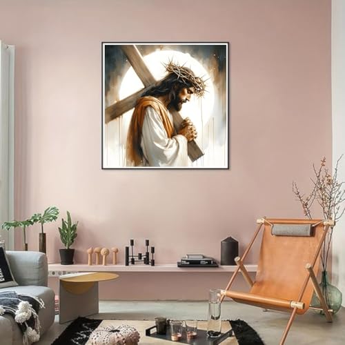 Jesus Stamped Cross Stitch Kits for Beginners Adults, Dimensions Needlepoint Art Crafts,Counted Cross Stitch Kits Embroidery Kits for Beginners Adults for Home Decor 13.8X13.8inch - color: Cross Stitch-1011-1