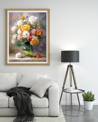 Moohue 14 ct Counted Cross Stitch Kits for Adults Flowers Cross Stitch Patterns Stamped Printed Cross Stitch Kits (Flowers 6) - color: Flowers 6