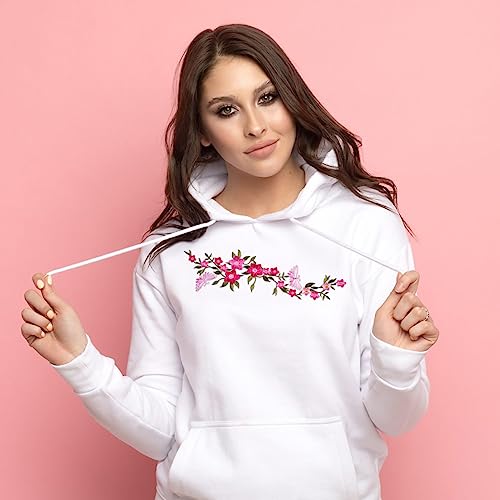 CHANZET Flower Iron On Patches 4pcs, Butterfly Flower Embroidered Patches, Floral Applique Embroidery Patches for Clothes Dresses Decorative DIY Craft Sewing