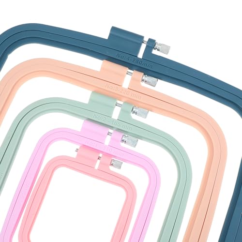 5 Pieces 5 Sizes Square Embroidery Hoops, ABS Plastic Embroidery Hoops for DIY Embroidery Craft