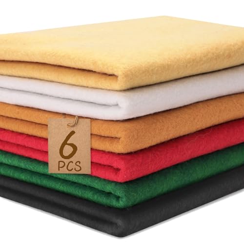 XSEINO 6 Rolls 12"x35" Large Felt Sheets(5.8Yds Total), 1.4mm Thick Nonwoven Fabric for Sewing, 6 Dunhuang Frescoes Colors, Bulk DIY Craft Supplies for Bags, Garland, Decor - color: Dunhuang Series