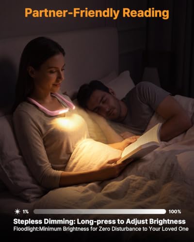 Neck Light with Storage Case, 3 Colors Dimmable Book Reading Light - color: Pink Light with Storage Case