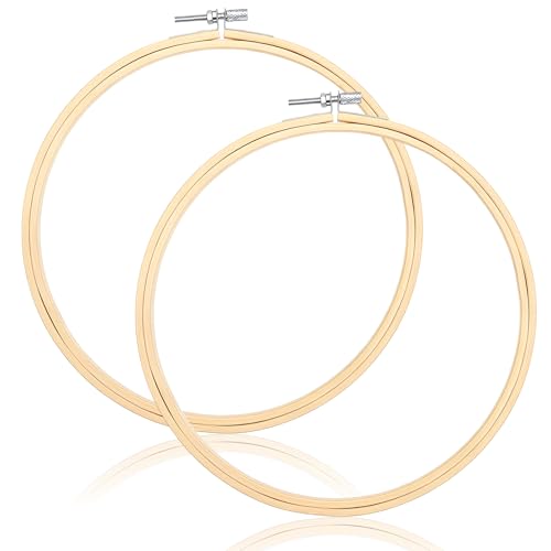 2PCS 8 Inch Embroidery Hoop Frame Set, Wood Embroidery Hoops 8 Inch, Round Circle Cross Stitch Hoop Ring for Embroideries Art Craft Sewing and Hanging Decoration