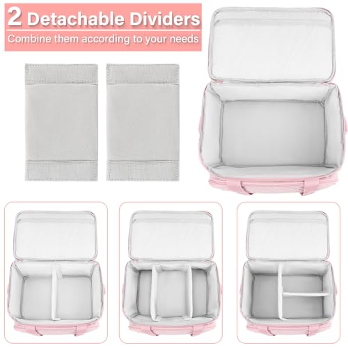 Double-Layer Sewing Organizer Bag with Detachable Pockets, Pink - color: Pink