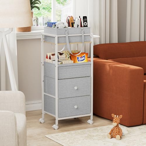 3In1 Modanais Baby Diaper Caddy Organizer Cart with Drawers, Light Gray - color: Light Gray