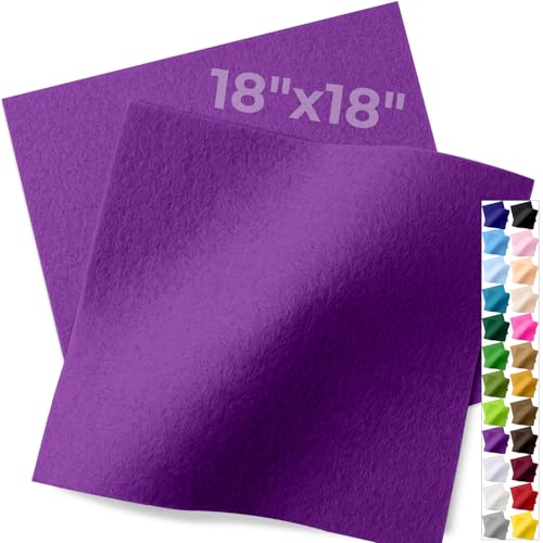 IONTACH 18" X 18" Soft Felt Sheets 1.6mm Thick (2 Packs, Purple) - color: Purple