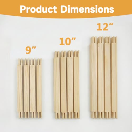 12PCS Needlepoint Stretcher Bars, 9"/10"/12" Stretcher Bars for Needlework, with 50 Thumb Tacks, Wooden Canvas Stretcher Bars for Embroidery Stitch Frame Set Bundle（9"/10"/12"） - size: 9"/10"/12"
