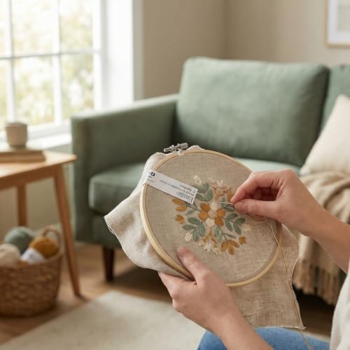 Essentials by Leisure Arts 8 Inch Bamboo Embroidery Hoop with Adjustable Tension Screw, Smooth Lightweight Hoop for Cross Stitch, Needlepoint, Quilting and Sewing