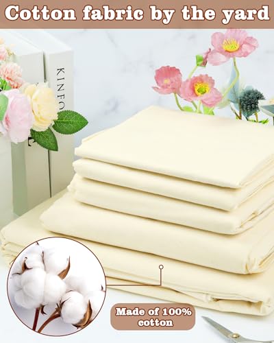 FIVEIZERO 100% Cotton Muslin Fabric by The Yard,63inch x 3 Yards Unbleached Natural Cotton Material–Medium Weight Beige Calico Fabric for Sewing,Quilting,Embroidery,Crafts & Apparel Projects - color: Natural Unbleached, size: 3 yards pre cut