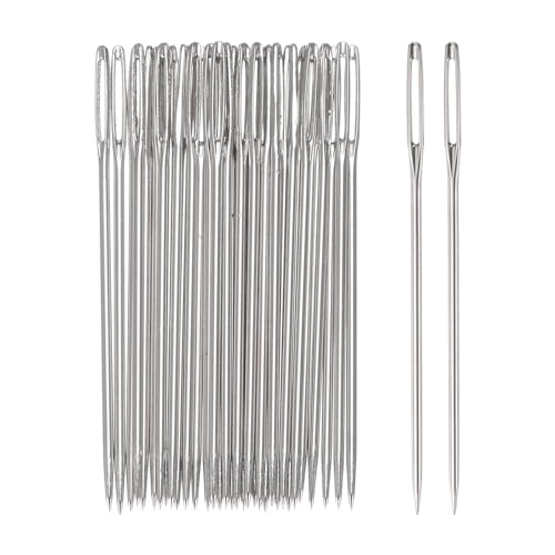 HARFINGTON 200pcs Large Eye Stitching Needles 2.05Inch Sewing Needles Stainless Steel Leather Needle Embroidery Needle Yarn Knitting Hand Sewing Needles - size: 2.05"