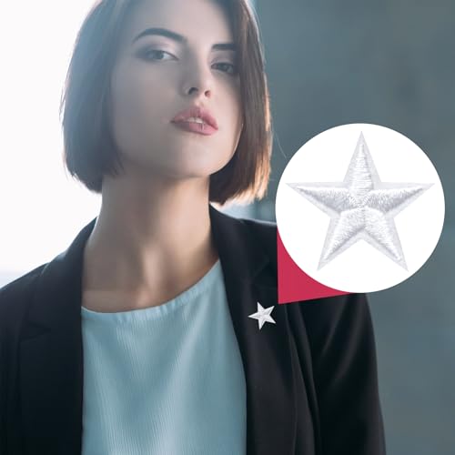PAGOW 60 Pcs Star Iron on Patch, 1 Inch Sew on Star Embroidered Patches - color: 60 White