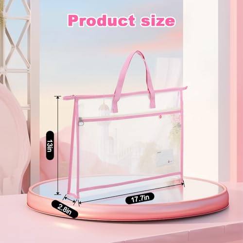 3 Pcs Project Bag for Quilting Sewing Craft Storage for Quilter A3 Clear Mesh Design Art Supply Bag Artwork Storage Organize for Artwork Charts and Teaching Material (17.7×13 Inch)