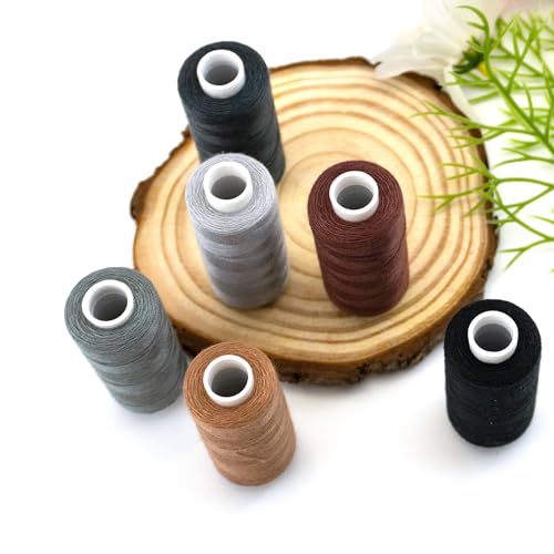 Quacc 6 Colors Sewing Thread Kit Strong Polyester Quilting Thread 393 Yards Per Spools for Machine DIY Hand Sewing (Black Series)