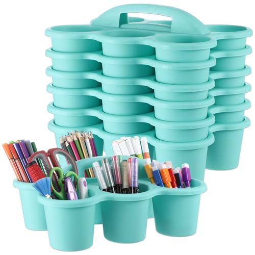 gisgfim 6 Pack Classroom Caddy Organizer with Handle, 6 Compartments, Blue - color: Blue