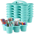 gisgfim 6 Pack Classroom Caddy Organizer with Handle, 6 Compartments, Blue - color: Blue