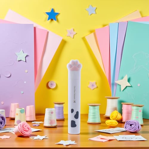 White Cat Paw Scissors, Folding Pocket Scissors Multifunctional Craft Scissor, Kawaii Hand Cutters Mini Art Scissor School Stationery