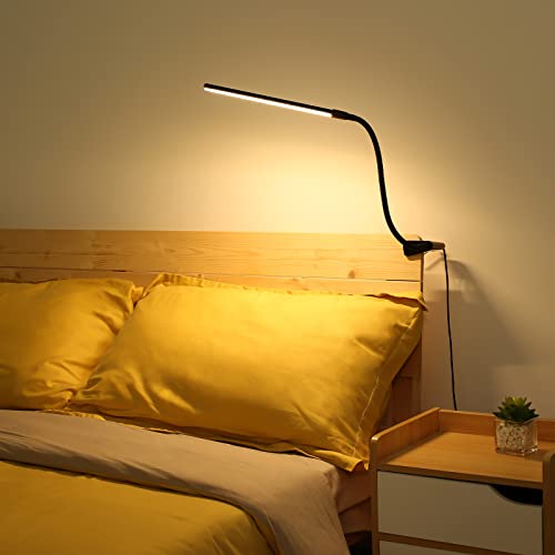 Lepro Clip on Desk Lamp, LED Reading Light with Clamp, 460LM 5W, Black - color: Black