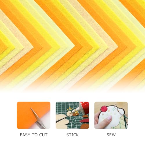 30Pcs Stiff Felt Sheets, 1mm Thick Felt Fabric Squares for Sewing & DIY - color: Yellow Series
