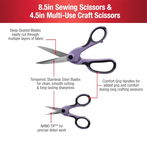 SINGER ProSeries™ Fabric & Detail Sewing Scissors Set, Lilac, 2 Count