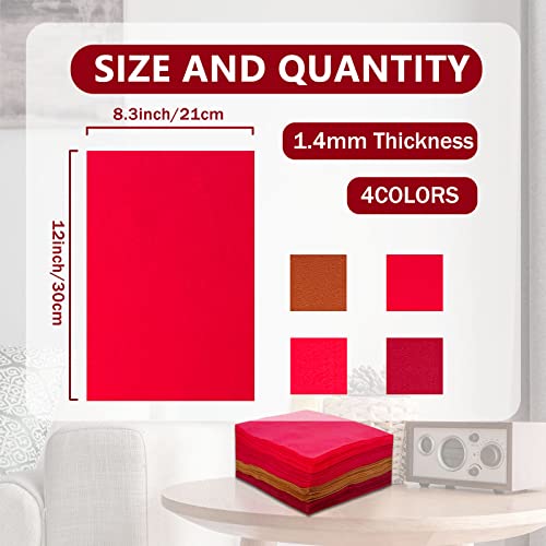 Jtnohx Soft Felt Sheets Felt Fabric for Crafts 4 Colors 40Pcs Red Series - color: Red Series