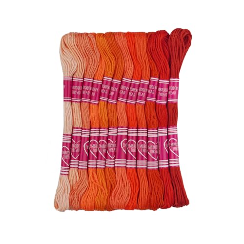 Newkita Friendship Bracelet String 12 Skeins, Embroidery Floss Cross Stitch, Cotton, Orange Series - color: Orange Series