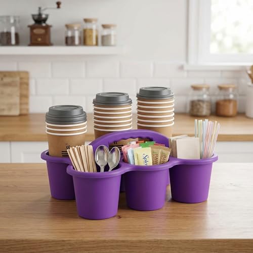 TOPZEA 3 Pack Classroom Caddy Organizer with Handle, 6 Compartments Plastic Table Caddy Drink Cups Holder Caddies Desk Organizer Basket for School & Art Supplies, Pencil, Crayon, Crafts, Home Office