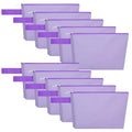 10 Pieces Cotton Canvas Makeup Bag with Bottom and Strap, Multi-Purpose Cosmetic Bag with Zipper Travel Toiletry Pouch, Blank DIY Craft Bag (Purple, S) - color: Purple, size: S