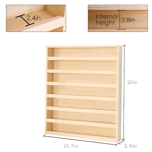 7 Layers Wood Washi Tape Box Organizer and Storage with Hanging Hook, Desktop Tape DIY Sticker Roll Holder, Divider Closet Container Holder for Sewing and Thread - color: 7 Layers