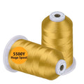 Simthread Embroidery Thread 5500 Yards Gold 214, 2 Huge Spools 40wt Polyester for Brother, Babylock, Janome, Singer, Pfaff, Husqvarna, Bernina Machine - color: Gold