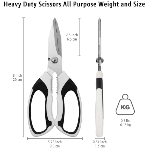 BoFuYuan Utility Scissors All Purpose heavy duty 8-Inch White - color: White