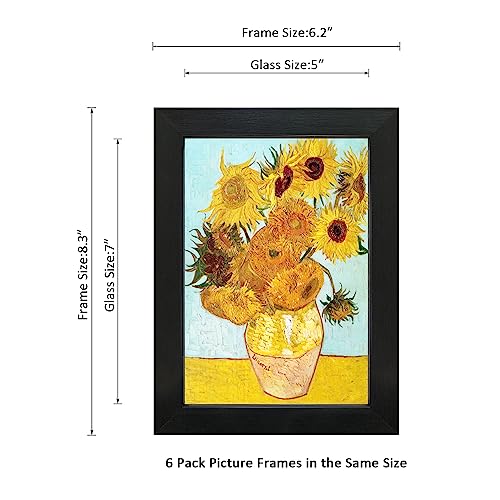 5X7 Picture Frame Set of 6 with Real Glass for Pictures 4x6 with Mat or 5x7 Without Mat, Wall or Tabletop Gallery Photo Frames in Black - color: Black, size: 5x7(set of 6)