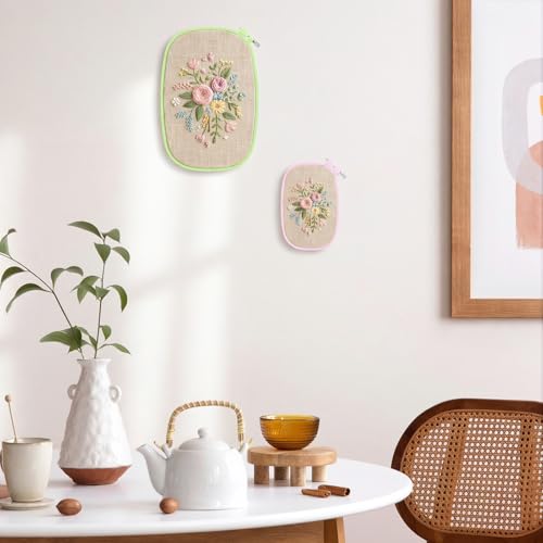 Nogeqi 2PCS Square Embroidery Hoop, Plastic Cross Stitch Hoop, Rectangle Embroidery Ring for Sewing Needlework Cross Stitch Projects (2 Size)