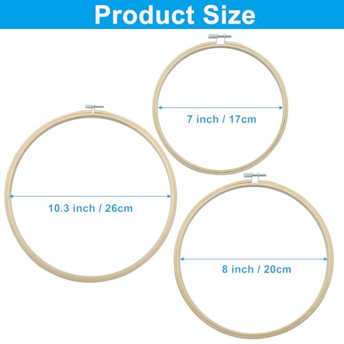 Moicstiy 3 Pcs Adjustable Embroidery Hoops Set - 7/8/10.3 Inch Round - style: 7/8/10 Inch