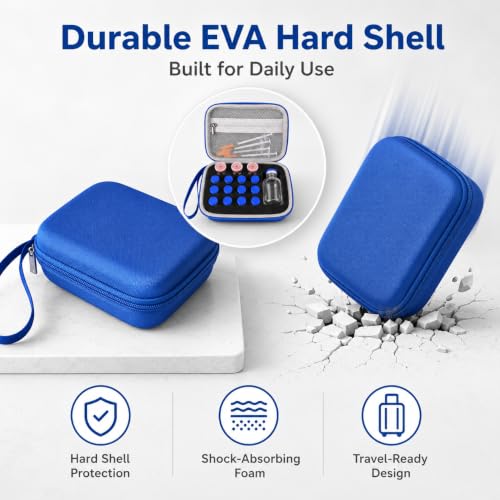 17 Slots Peptide Insulin Vial Hard EVA Travel Case Fits 1ml-30ml Vials - color: Blue