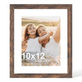 Hongkee 10x12 Picture Frame with Real Glass Wood Frame, 1 Pack (Mat 8x10) - color: Rustic Brown, size: 10X12 in