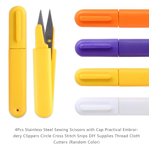 PRETYZOOM Mini Sewing Scissors 4 pack Embroidery Clippers with Protective Cap Lightweight Thread Cutter for Cross Stitch Diy Crafts Tailor Trimming Hanging Design