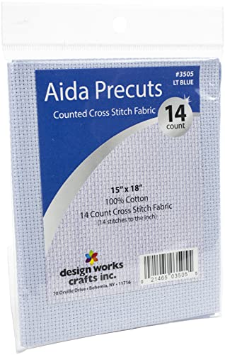 Design Works Crafts 14 Counted Cross Stitch-Light Pre-Cut Aida Fabric, Blue,Gold,3505