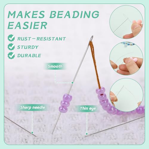 GarfxG 120 Pcs Beading Needles, 2 Different Sizes Straight Bead Needle - style: Size10+Size11/120pcs