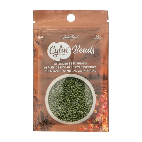 John Bead 25g Cylin Beads Opaque Green Avocado 11/0 Glass Cylindrical Seed Beads for Jewelry Bracelets Necklaces Earrings Making Embroidery - color: Green Avocado