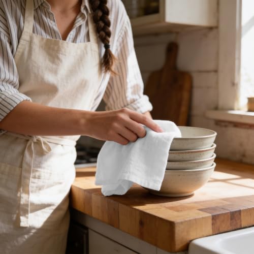 Avalon Kitchen Flour Sack Towels – 45 Pack, 28x28 Inch, 100% Cotton – Flour Sack Dish Towels for Drying Dishes, Baking, Bread Proofing, Crafting & Embroidery – Reusable White Kitchen Towel - color: White, size: 45 Pack - 28x28 inches