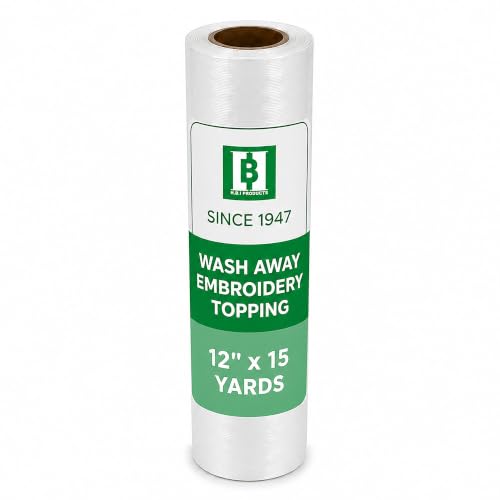 HBI Wash Away Embroidery Topping, Water Soluble Clear Film, 12 in x 15 yd - size: 12" x 15yd