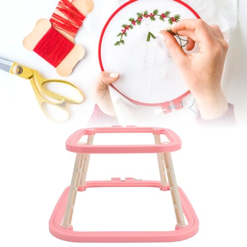 2-Layer Embroidery Frame Stand, Adjustable ABS Double Hoop - style: Watermelon Red