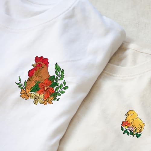 INFUNLY 58pcs Flowers and Chickens Water Soluble Embroidery Patterns Animals Plant Wash Away Stabilizer for Embroidery 4 Sheets Hand Sewing Stabilizers with Printed Rooster Patterns for Hand Crafters - color: Flowers and Chickens