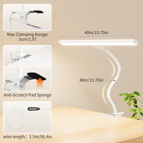 Clip on Desk Lamp for Sewing, USB Powered 10W - color: White