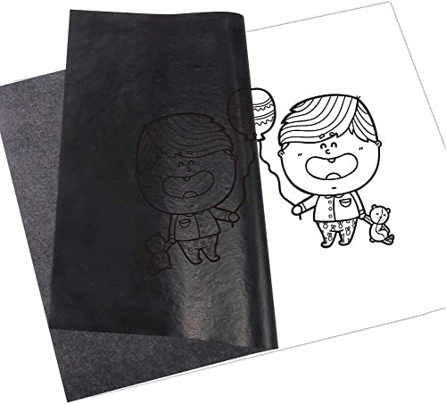 50 Sheets Carbon Paper Graphite Paper Black Carbon Transfer (8.5 x 11.5 inch) Tracing Papers with 5 PCS Embossing Styluses Dotting Tools for Wood Paper Canvas Craft - color: Black-50