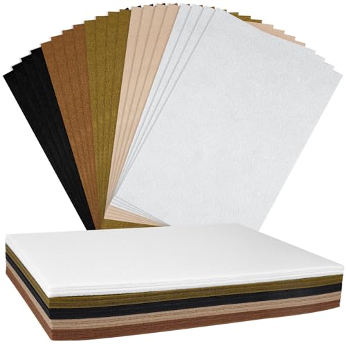 NEBURORA 20 Pcs 2mm Thick Stiff Felt Sheets for Crafts Sewing(Brown Series) - color: White,brown,black
