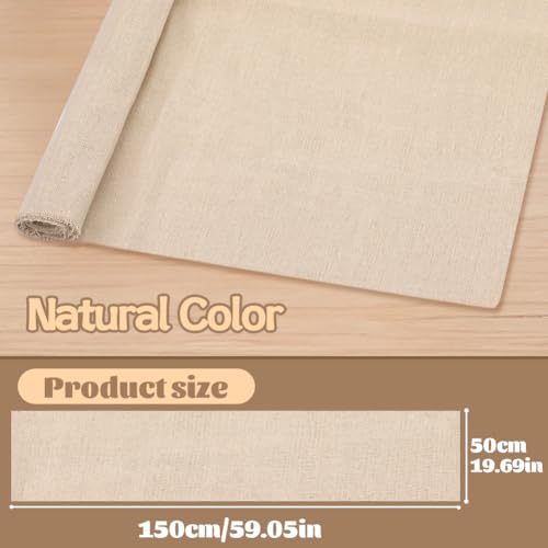 Natural Linen Fabric, Beige Fabric for Decoration 59In x 19In - color: Natural Colour