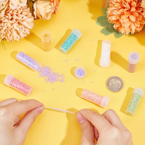 SUNNYCLUE 80g 16 Colors 12/0 Seed Beads Bulk 2mm Cylinder Glass Seed Beads Colorful Candy Small Round Loose Spacer Bead for Jewelry Making Supplies Friendship Bracelet Necklace Earrings